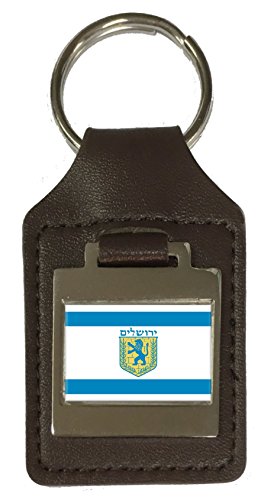 Porte-clés en cuir gravé drapeau de Jérusalem pour ne plus perdre vos clés d'Israël