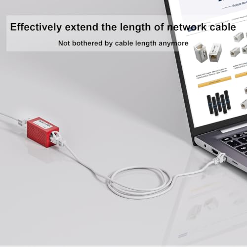 Image of iwillink RJ45 Coupler Ethernet Connector, Female to Female, 50 Pack, Red