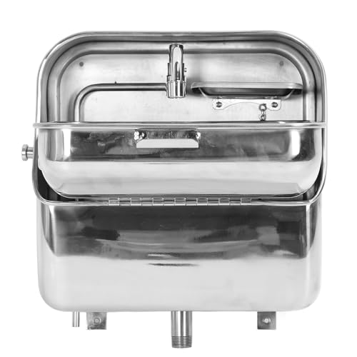 Fregadero de Pared de Acero Inoxidable 304, Lavabo de Montaje en Pared con Grifo, Lavabo Colgado de Pared para RV, Camión de Comida, Barco, Autocaravana