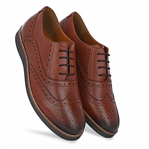 Image of Legwork Men's Leather Laser Neo Brogue Oxford 2.0 Shoes for Men and Boys
