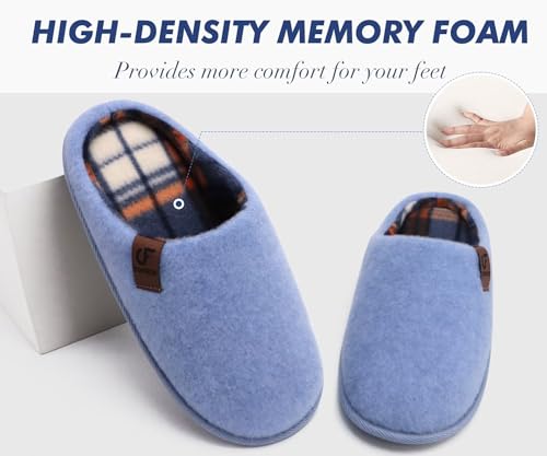 Image of COFACE Unisex Mens Womens Cozy Memory Foam Scuff Slippers Casual Slip On Warm House Shoes Indoor /Outdoor Felt Sandal Slippers Size 4-15
