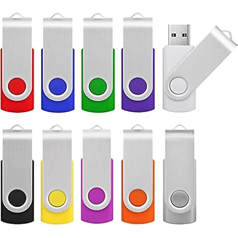 KOOTION USB Sticks 32GB USB 3.0 10er Pack USB Speicherstick 10 Stück Datenstick 32 GB Memory Sticks Bunt USB Flash Lauwferk 360° Drehbar Design USB Flash Pen Drives Metall Set 10 STK 32G Mehrfarbig Cover