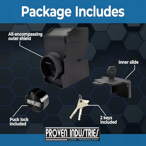 Image of Proven Industries Model 2178 Trailer Lock, Fits 2-Inch Trailer Couplers, Made in the USA (Black-Square)