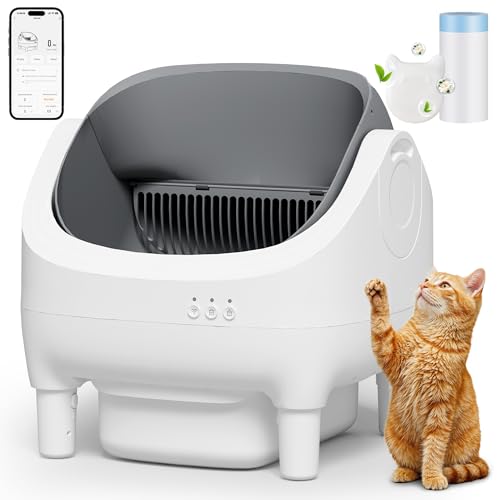JUMMICO Selbstreinigende Katzentoilette App-Steuerung Oben offene Katzenklo selbstreinigend Katzenklo XXL 15 kg große Katze 15 Tage selbstreinigendes Für Mehrere Katzen elektrisches katzentoilette