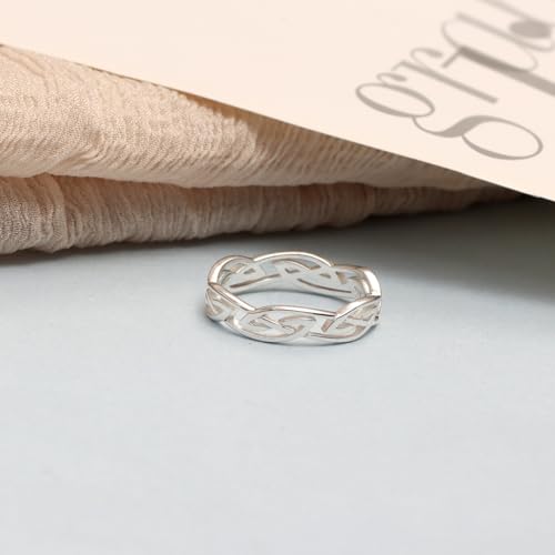 LeCalla 925 Sterling Silver Celtic Knot Rings for Women | Women's Vintage Celtic Knot Eternity Wedding Band Ring | Endless Love Knot Rings Jewelry Gifts - Friendship Promise Engagement Ring for Her(Sizes 6-8No.)3