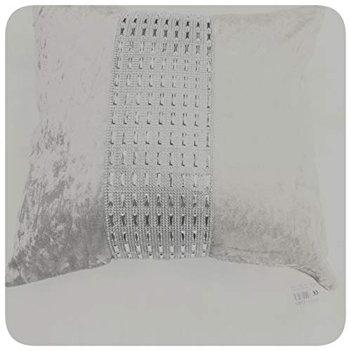 Householdfurnishing Stylish Cushion Cover Crushed Velvet Luxurious Modern Design Sparkle Diamante (Cream, Cushion cover 45 X 45 cm)