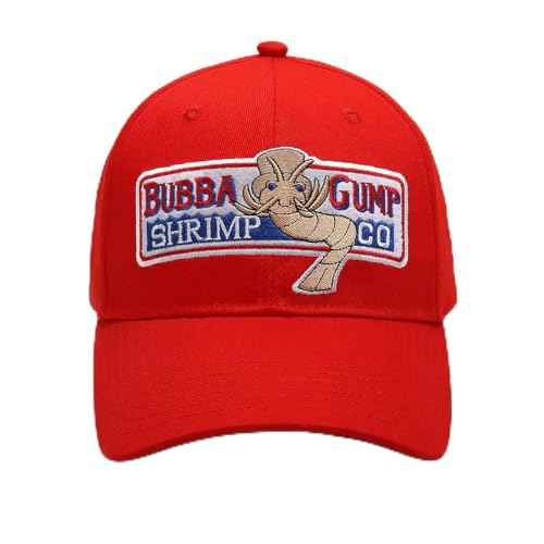 Adjustable Bubba Gump Baseball Cap Shrimp Co. Embroidered Hat (Red) (Bend Brimmed Baseball Cap)