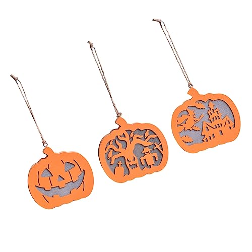 NOLITOY 3 Pecas luzes do dia das bruxas luz delicada do dia das bruxas pingente de recorte de madeir