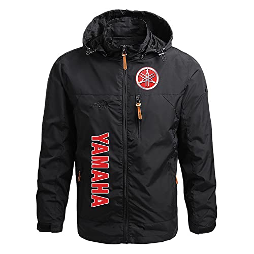 Vestes Coupe-Vent pour Hommes pour Yamaha imprimé Coupe-Vent Poitrine Fermeture éclair Sweat à Manches Longues Manteau à Capuche-A||M