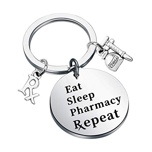 ENSIANTH Funny Pharmacy Tech Gift Pharmacist Gift Eat Sleep Pharmacy Repeat Pharmacy Tech Gift (Pharmacy Repeat Keychain)