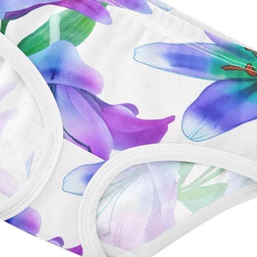 Toddler Underwear Floral 2t Cotton Girl Panties Cute Fancy Underpants Briefs Watercolor Lilies Pastel Blue4