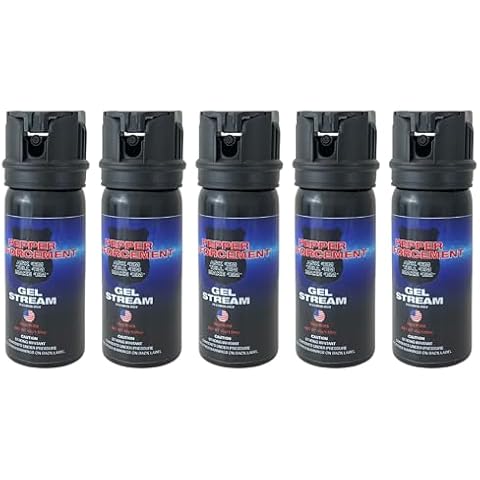 Pepper Enforcement 5-Pack Gel Pepper Spray with Belt Clip for Easy Carry - Maximum Police Strength Formula, Flip Top Safety, Accurate Aim, Non-Lethal Self Defense (5-Pack Gel Pepper Spray) Cover