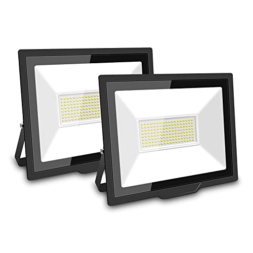 SKYWORLD 2 Pcs 100W Outdoor LED Flood Lights, 10000LM LED Security Lights, IP66 Waterproof