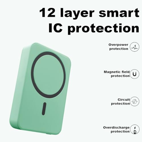 Image of TexoVera Portable USB Type A & C Power Bank, 10000 mAh, 18W Quick Charge, Compact, Black (Wireless-Green)