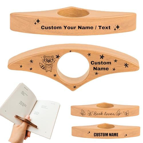 Custom Wood Thumb Book Page Holder Personalized Wooden Page with Name for Reading Customized Book Lovers Gifts for Men Women Readers Christmas Teachers Day