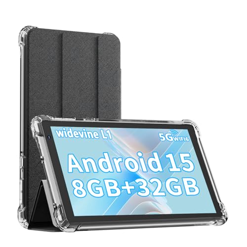 IWEGGO Android 15 Tablet with Case, 7 Inch 8GB RAM+32GB ROM/ 1TB Expandable Computer, 5MP Camera Tablets, 1.6Ghz Quad-core Processor, 3000mAH Battery Tablet PC, 5G WiFi, Games 7'' Android Laptop Black