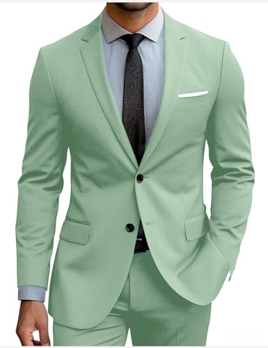 Men Slim Fit 2 Piece Suit Classic Suit for Men Two Button Notch Lapel Dress Suit Jacket Pants Tuxedo for Prom 5