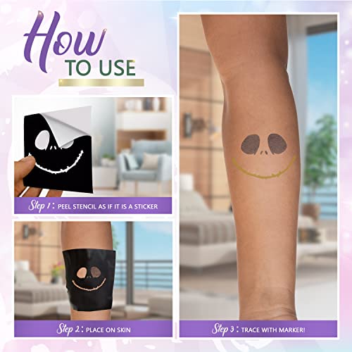 Looney Zoo Temporary Tattoo Markers For Skin, 4 Body Markers + 10 Small Tattoo Stencils For Kids And Adults, Dual-End Tattoo Pens Make Bold And Fine Lines With Cosmetic-Grade Temporary Tattoo Ink #TOP2