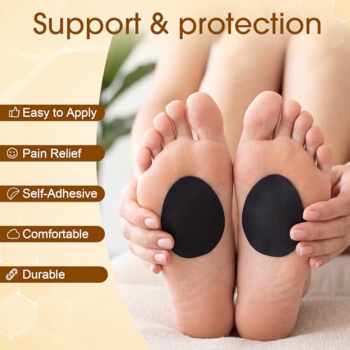 Image of Syhood 20 Pcs Metatarsal Pads for Women,Oval Style,Black,Leather