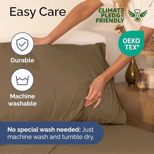 Image of King Size 4 Piece Sheet Set - Ultra Soft & Cooling Sheets - Neutral Brown | Fits 8 Inch to 16 inch Mattress, Wrinkle Free & Fade Resistant with Deep Pockets, Breathable, Comfy Hotel Luxury Bedding