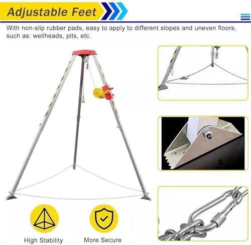 Emergency Rescue Tripod Kit - Retractable Legs for Confined Space Safety in Tunnels, Sewers & Flues - Essential Emergency Response Equipment for Rescue Operations