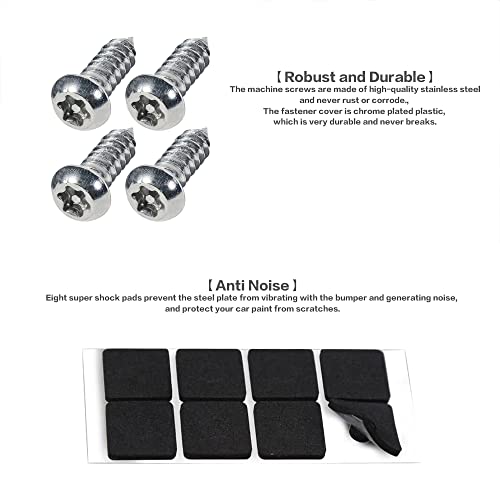 Reswish License Plate Screw Caps,Steel License Plate Screws,Tamper Proof Security Car Tag Bolts Set,Stainless Steel Mounting Hardware Kits For Fastening License Plate Cover (Silver) #TOP4