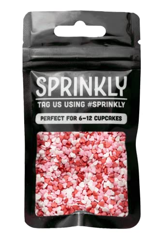 SPRINKLY - Glimmer Hearts - Pink Red & White (Mini) - 25g