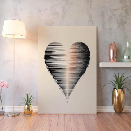 Tableau abstrait cœur pour habiller un mur vide au-dessus du canapé