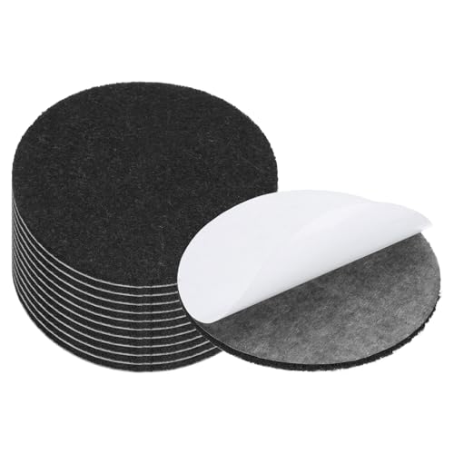 PATIKIL 12pcs Hoja Redonda de Fieltro, 89mm Adhesivo Base de Lámpara Almohadillas de Fieltro Suave Antideslizante Antiarañazo para Lámpara de Pie Mubles Silla DIY Manualidad, Negro