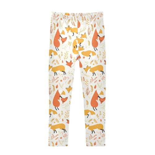 Safari Animals Fox Kids Girl's Active Leggings Stretchy Full Length Sweatpants Gym
