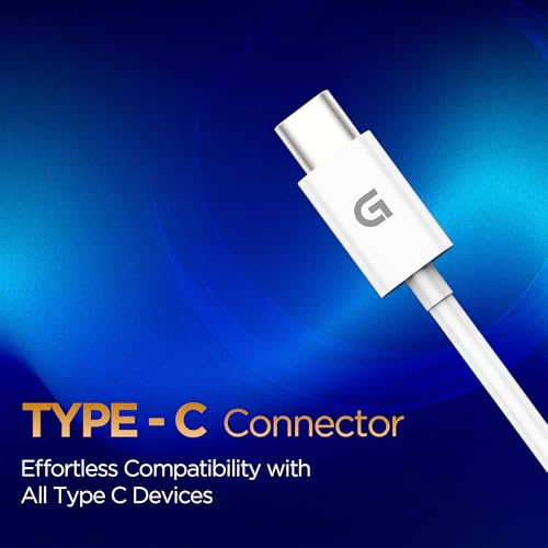 Image of GIZMORE ME348 Type C in- Ear Earphones with Deep Bass, 10mm Driver, Noise Isolation, Inbuilt Mic Compatible with All Smartphones, Laptop, PC, Tablets and Other Type-C Devices (White)