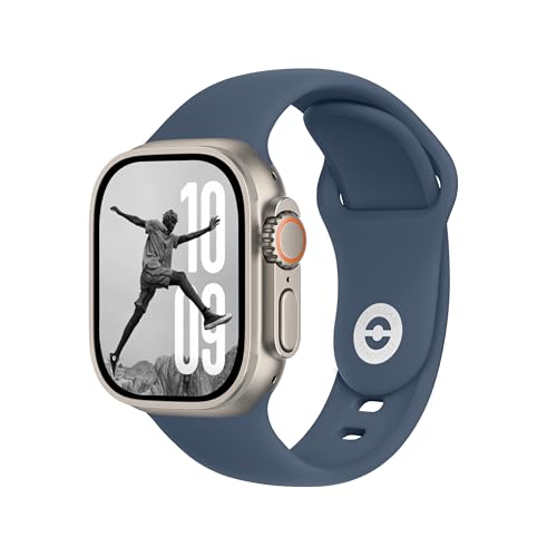 SB per Cinturino Apple Watch 40mm 44 mm 46mm 42mm 45mm 41mm 38mm 49mm Se Ultra 2 Serie 10 9 8 7 6 5 4 3 Band Bracciale Sport Silicone Blu Abisso
