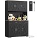 HOCSOK Credenza Cucina 105x180 cm (BxH), Alta Dispensa Cucina con Presa Elettrica, Ripiani Regolabili, Microonde con Ripiani Aperti, mobile soggiorno, Nero immagine
