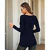 KONCLE-Womens-Long-Sleeve-Casual-V-Neck-Waffle-Knit-Shirts-Tunic-Tops-for-Women Koncle Womens Long Sleeve Tee Shirt Casual Waffle Knit Tops for Women V Neck Fall Clothes for Women Navy L
