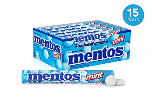 Image of Mentos Candy, Mint Rolls Assorted Flavors With Counter Display, Bulk, 3 Boxes Mint, 2 Boxes Fruit, 1 Box Strawberry for Office, Concessions, School (90 Rolls Total)