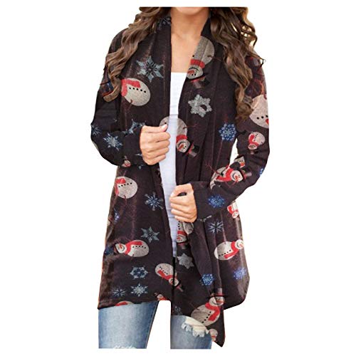 Preisvergleich Produktbild qiaoxiahe Herbst Winddichte Damen Weihnachten Schneemann Druck Lose Lässige Strickjacke Weihnachten ist Stark Dünne Schal Windschutzscheibe