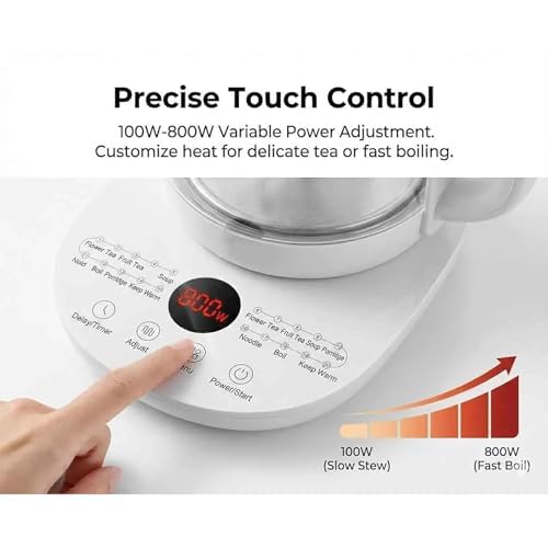 Hervidor Eléctrico De Cristal Inteligente De 1,8 L, Control De Temperatura Variable, Función De Mantener Caliente, Temporizador Para Té, Café Y Sopa