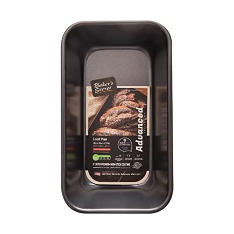 Baker's Secret Nonstick Loaf Pan for Baking Bread 9" x 5", 0.9mm Thick Carbon Steel Meatloaf Bread Pan 2 Layers Food-Grade Coating, Non-stick Meatloaf Bread Loaf Pan - Advanced Collection Cover