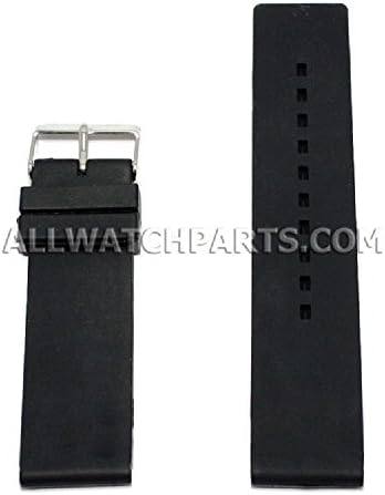 18mm Flat Black Silicone Rubber Watch Strap