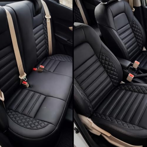 Image of RideoFrenzy Streak Full Black Seat Covers for New Kia Seltos 2026 | Skin Fit Tailor Made | 20mm HDR Foam Bucket Fit Seat Cover
