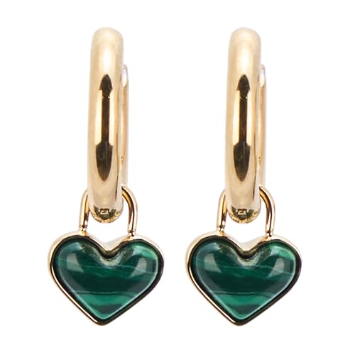 Fossil Women's Modern Meadows Reconstituted Malachite Heart Hoop Earrings by Fossil - Used condition - US$15.73