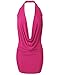 Luna Flower Women's Sexy Low Cut Halter Dress - Fitted Plunge Party Dress Fuchsia Small (GDRW064)
