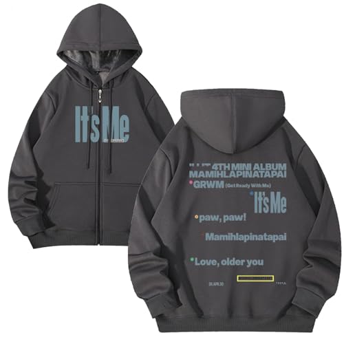 Genérico Sudadera Informal con Capucha Y Cremallera con Gráfico Harajuku De Manga Larga It'sMe For Fans, Mujeres Y Adolescentes(Gray-Thick,XL)