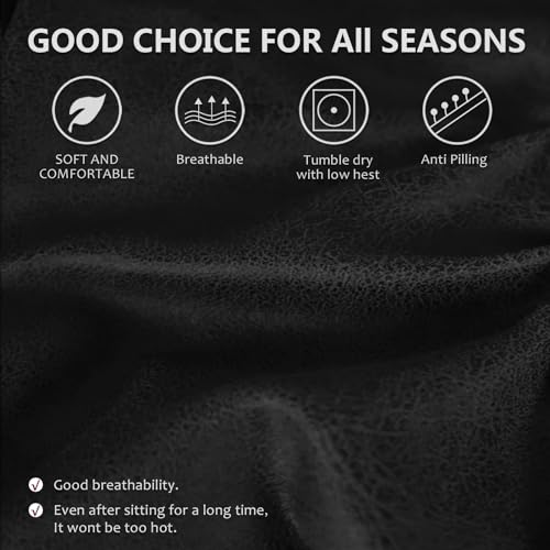Image of ANARACHON Recliner Couch Cover Leather Look Recliner Sofa Covers for 3 Cushion Reclining Sofa Slipcovers 8-Pieces Furniture Protector Spandex Fabric Washable (3 Seater, 02 Black)