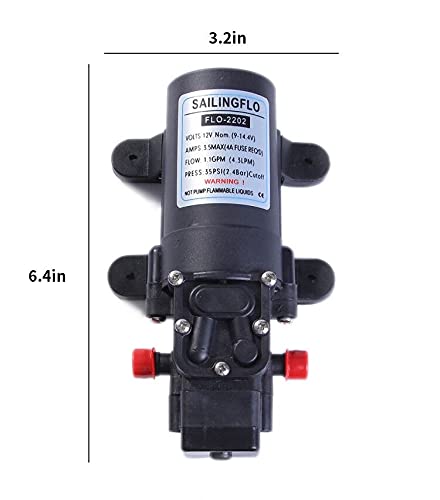 Sailingflo 12V Pressure Diaphragm Pump With 360° Spin Faucet/Tap And Pressure Switch For Boat/Caravan Motorhome, On Demand Water Pump #TOP2