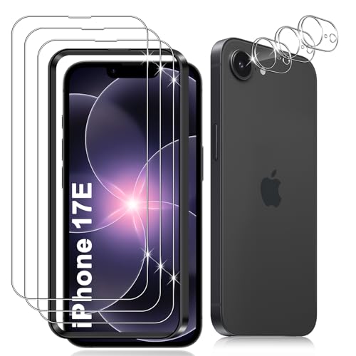 Datree 3 Piezas para iPhone 17E 5G Protector de Pantalla, con 3 Piezas Protector de Lente de Cámara,Dureza 9H Sin Burbujas, Alta Definicion,Anti Arañazos Cristal Templado