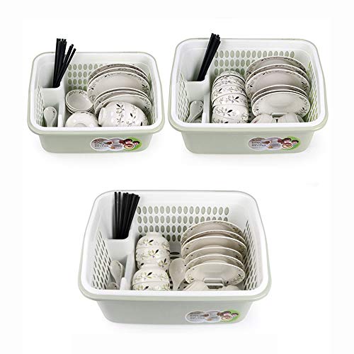 Boîte de rangement vaisselle pratique anti-poussière grand égouttoir couvert