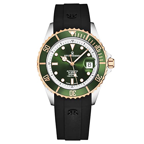 Men's 'Diver' Green Dial Black Rubber Strap Swiss Automatic Watch 17571.2354