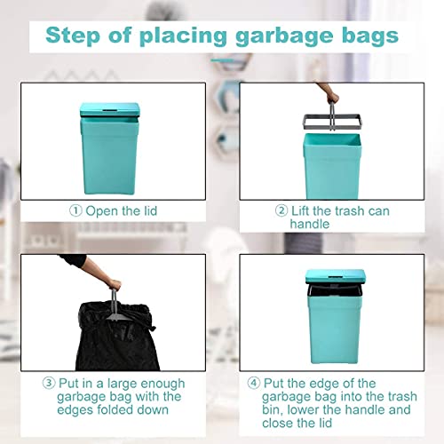 Caneca de basura rectangular de 50 litros con tapa automática azul miniatura 3