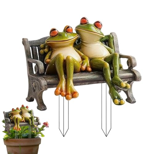 Generisch Gartenfiguren Frösche Outdoor | Froschpaar Bank...